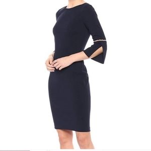 Calvin Klein Size 2P Navy Women's Dress with Pearl Details